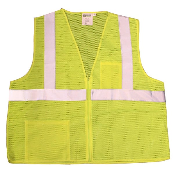 Cordova 2XL Lime Green High Visibility Class 2 Reflective Safety Vest with Pockets and Zipper Closure