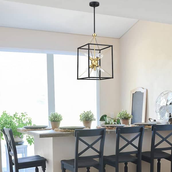 Hukoro Alfa 9-Light 12.2 in. Modern Rectangle Lantern Pendant