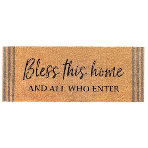 Black Bless this Home & All Who Enter 18 in. x 48 in. Doormat