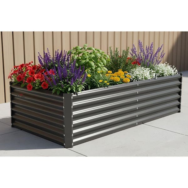 house on the hill セットアップ 72 in. x 36 in. x 18 in. Grey Outdoor Galvanized Steel Raised