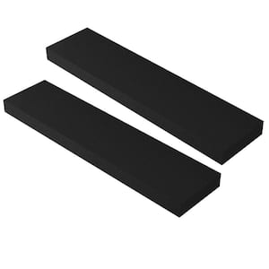 SMT 5.7 in. x 23.6 in. x 1.5 in. Black Wood Floating Decorative Wall Shelves (Set of 2)