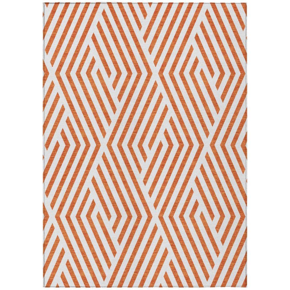 Orange and White 10 ft. x 14 ft. Woven Geometric Rectangle Indoor/Outdoor Area Rug price history on PriceWatchPro