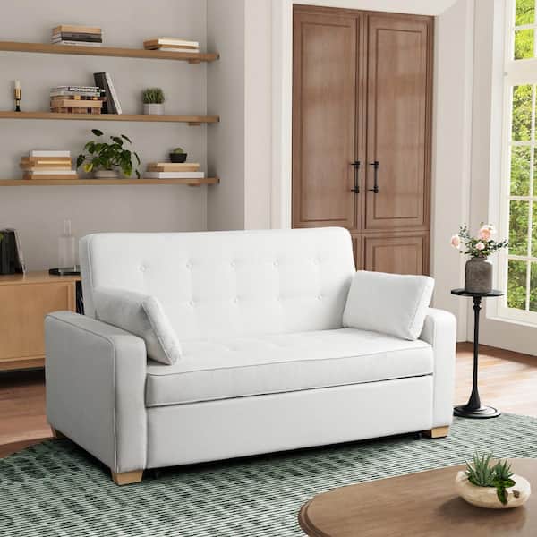 Serta Augustus 72.6 in. Oyster Polyester Queen Size Sofa Bed