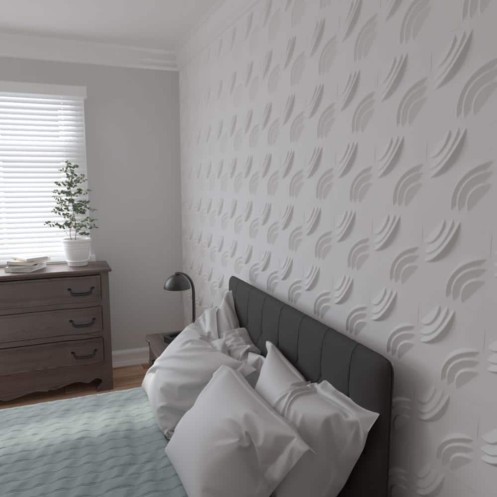 White Textured 3D PVC Wall Panel 11.88" x 11.88"
