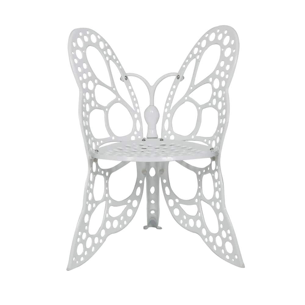 White Cast Aluminum Butterfly Outdoor Bistro Set