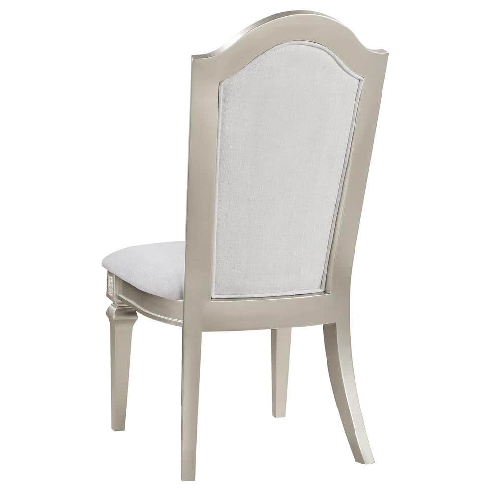 Evangeline Ivory and Silver Oak Upholstered Side Chair Set