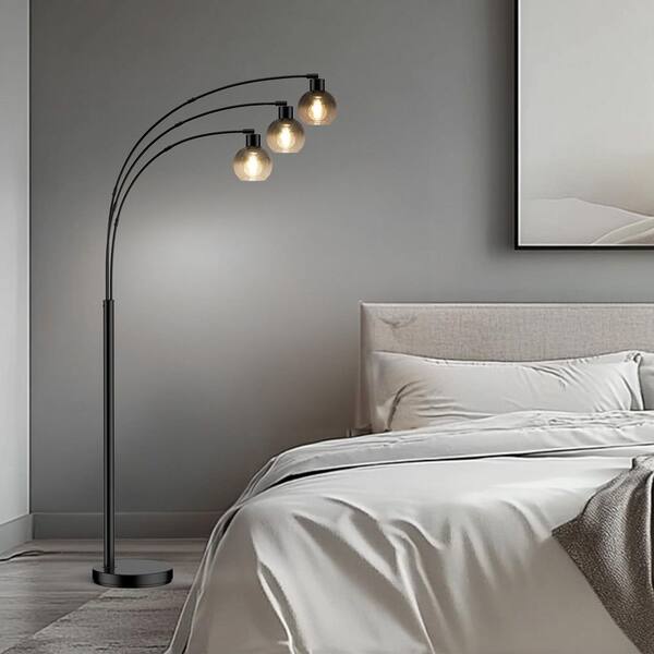 Rottogoon 73 in. Black Industrial 3-Light LED Arc Tree Floor Lamp