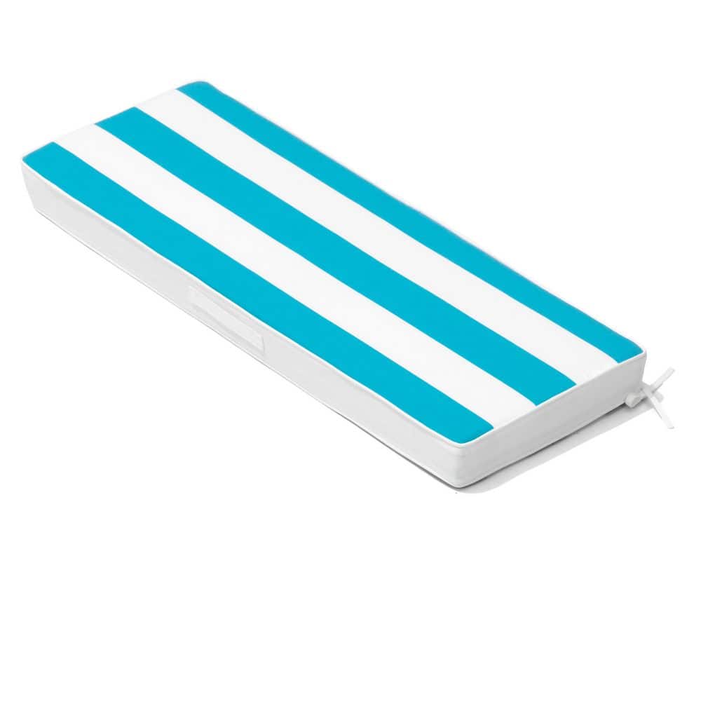 48 in. x 18.5 in. 1-Piece Outdoor Bench Cushion Patio Cushions Porch Swing Replacement Pad in Blue and White Stripe price history on PriceWatchPro