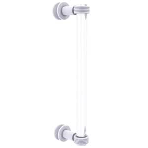 Clearview 12 in. Single Side Shower Door Pull with Groovy Accents in Matte White