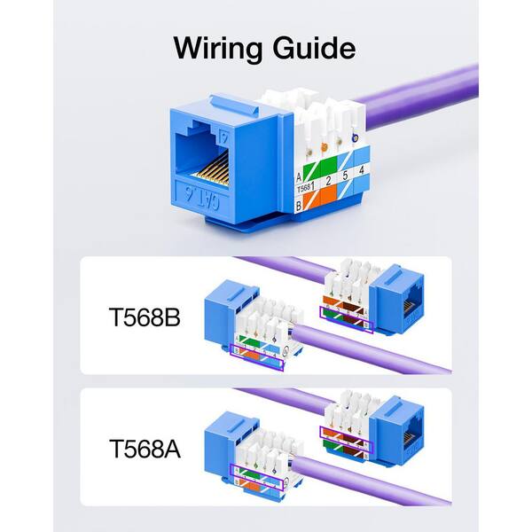VCELINK Cat6 Keystone Jack UL Listed(5-Pack) C265BL-6-5P-THD - The