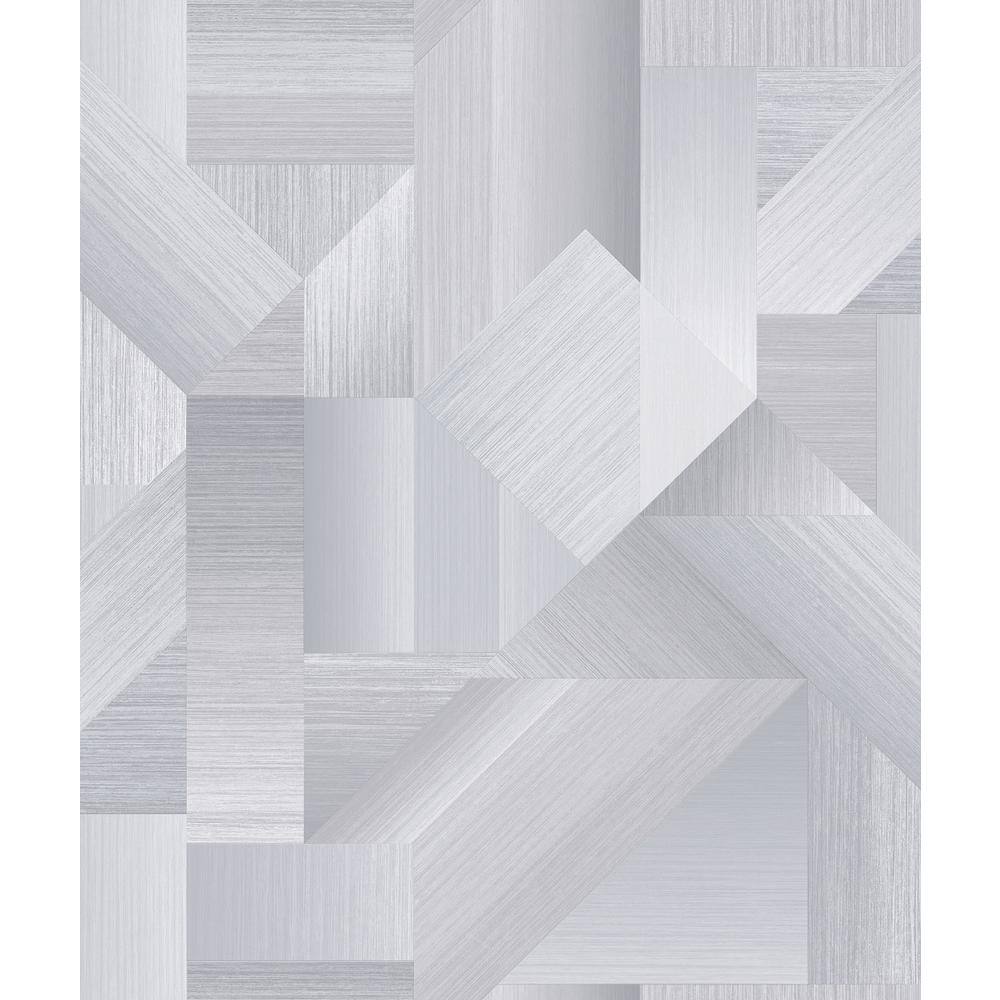 TexStyle Collection Grey and White Geometric Shape Shifter Metallic Non-Pas