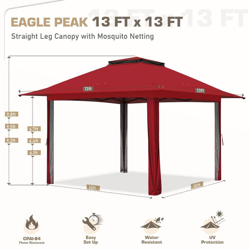 Eagle Peak Red Pop-Up Gazebo Tent with Mosquito Netting