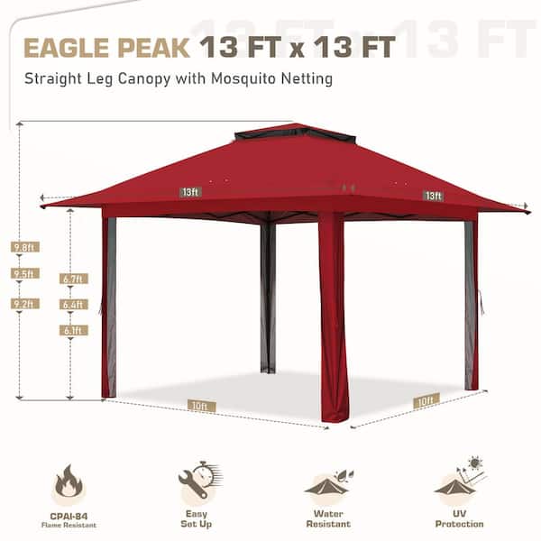 EAGLE PEAK 13 ft. x 13 ft. Pop Up Gazebo Tent Instant with 