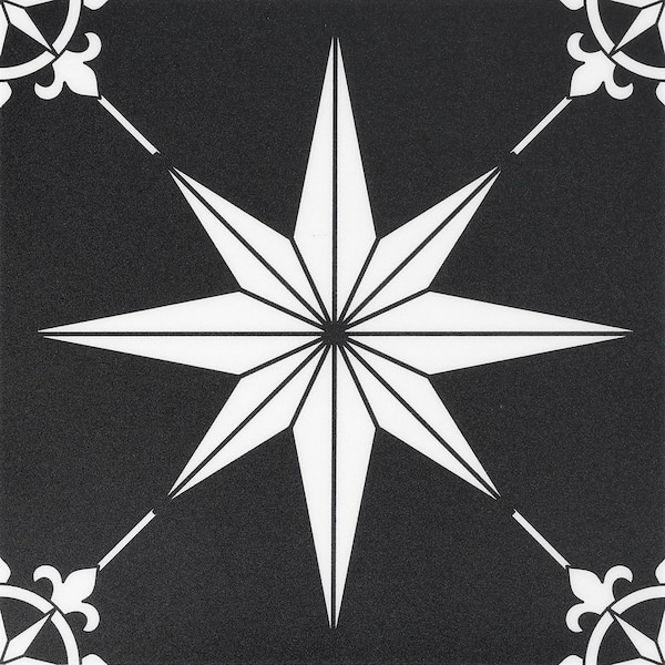 Peel and Stick Tile 7.87 in. x 7.87 in. PVC Self-Adhesive Tile Sticker, Black and White (4.3 sq. ft. / Case)