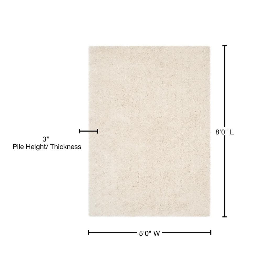 Pearl Shimmer Hand-Tufted Synthetic 5' x 8' Shag Rug