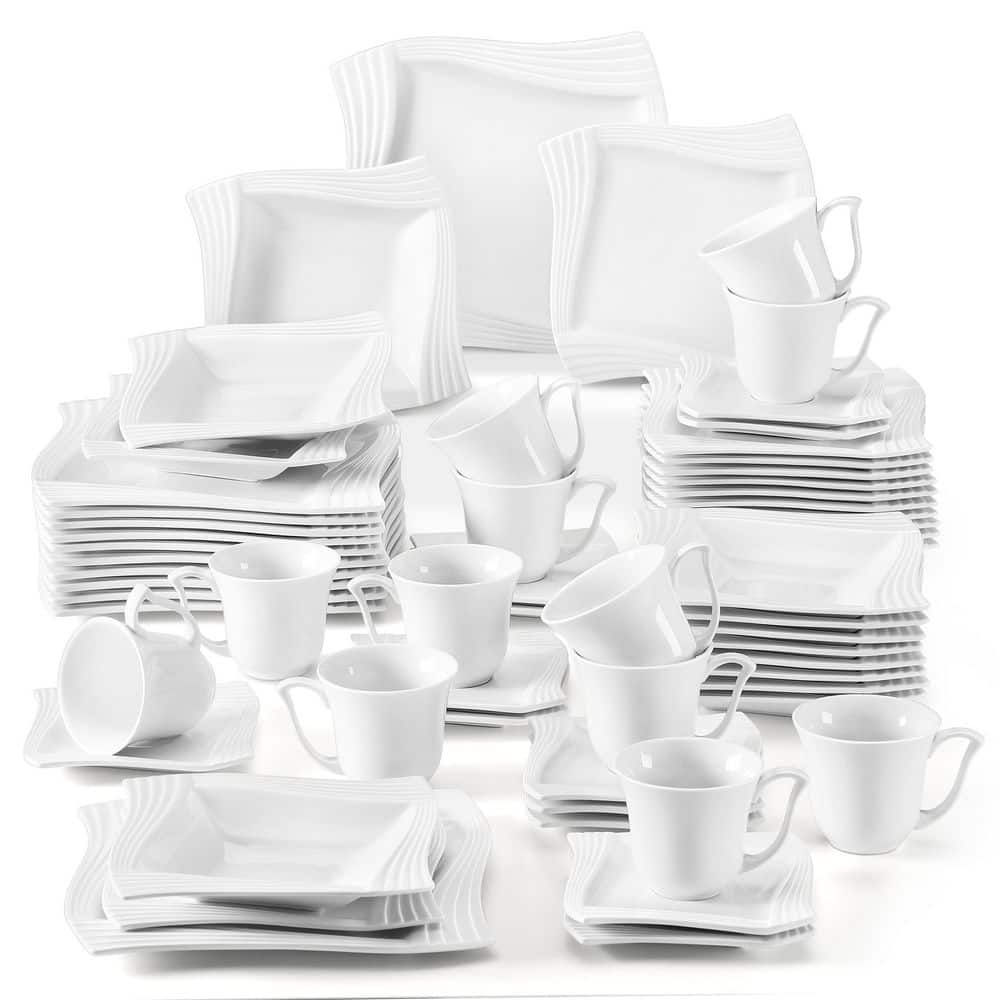 MALACASA Series Amparo 60-Piece Modern Ceramic Dinnerware Set (Service ...