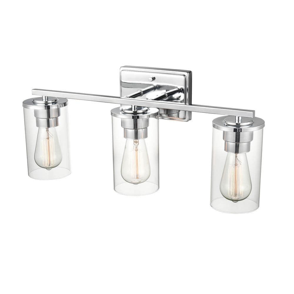Verlana Chrome Cylinder 3-Light Outdoor Vanity Fixture
