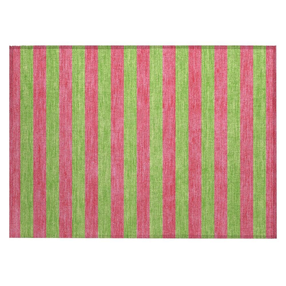 HomeRoots Green and Red 2 ft. x 3 ft. Woven Striped Polyester Rectangle ...