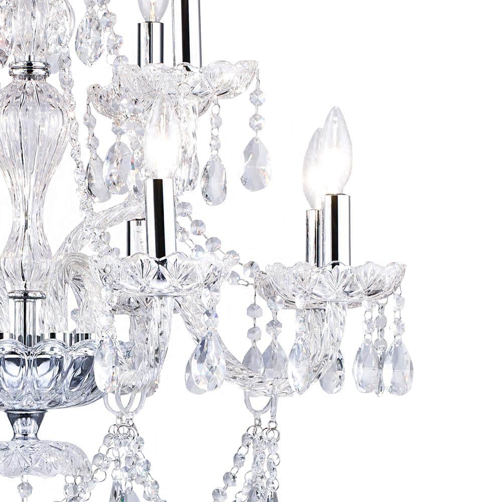 Chrome Mini Plug-in Candle Chandelier with Crystal Accents