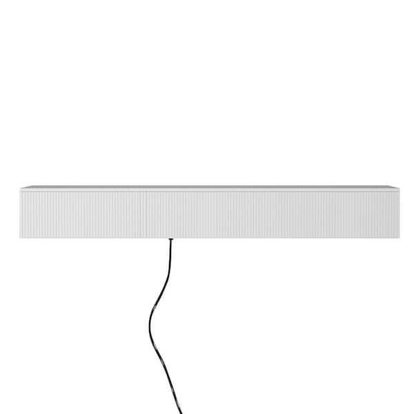 68.80 in. W x 11.80 in. D White Wood Modern Decorative Wall Shelf with Led
