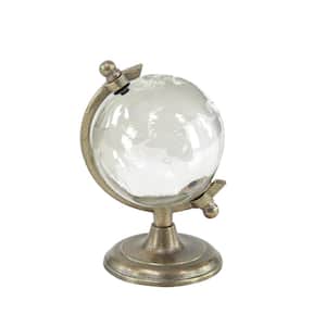 9 in. Bronze Aluminum Decorative Globe with Tiered Base