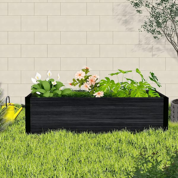 4 ft. x 2 ft. Black Composite Lumber Raised Garden Bed-10-Year Rot and Insect Resistant, Heavy-Duty Yard Planter Box