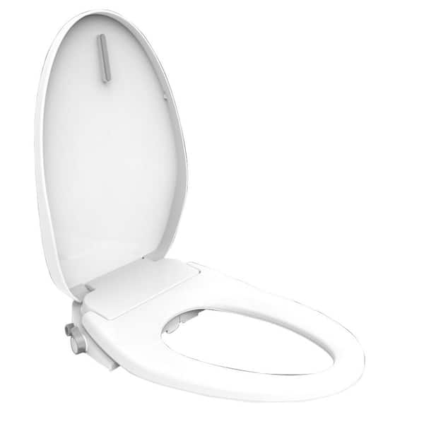 Aim to Wash! Electric Bidet Seat with Hot Water and Heated Seat for Elongated Toilet in White