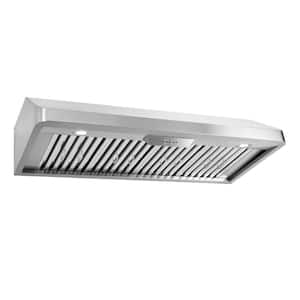48 in. Convertible Under Cabinet Range Hood in Stainless Steel with Push Button Control, LED Light and Permanent Filters