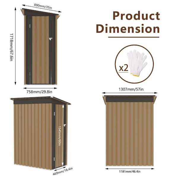 ToolCat 3x5 ft Outdoor Metal Garden Shed with Pent Roof,Side Hinge