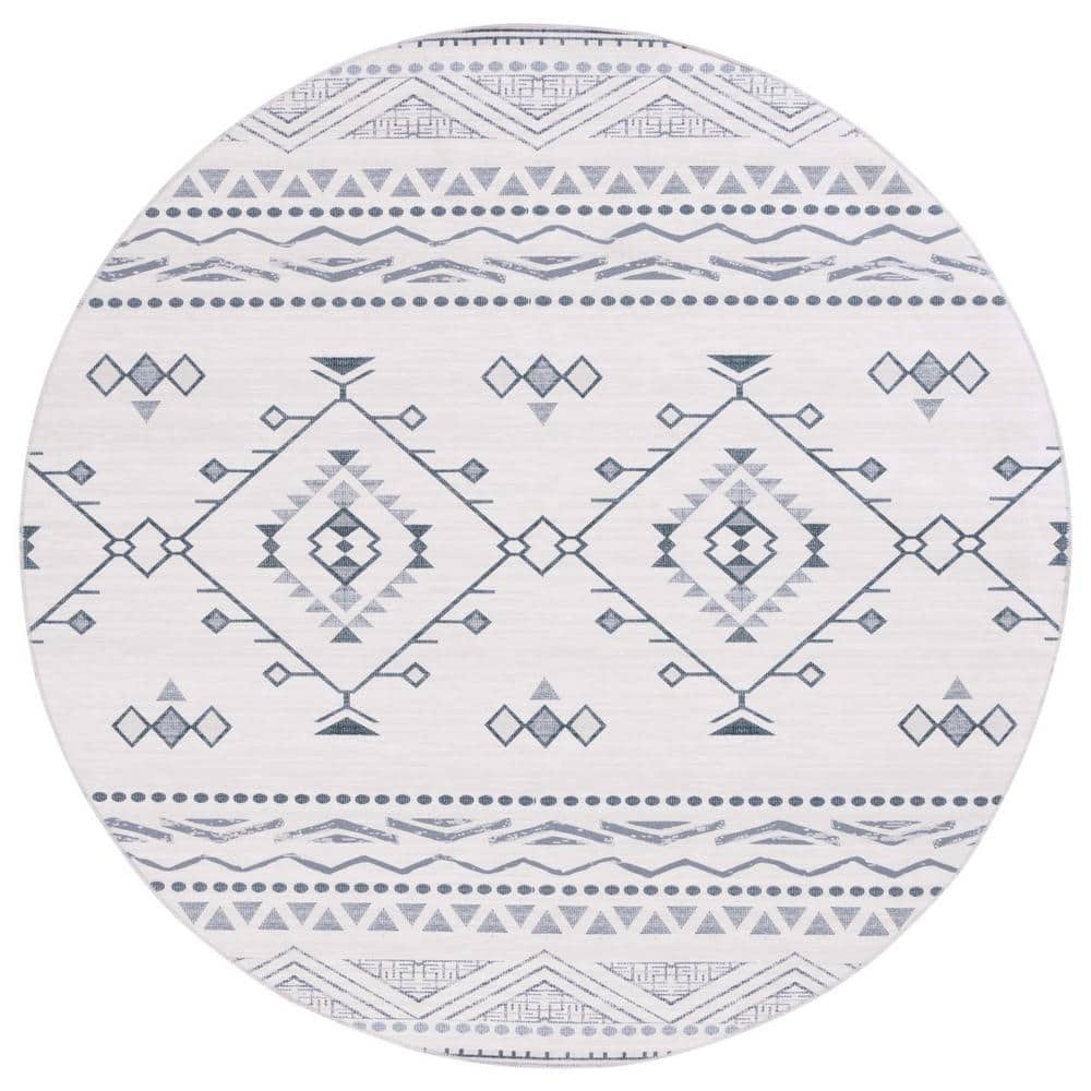 Arizona 6 ft. x 6 ft. Beige/Charcoal Parallel Western Machine Washable Round Area Rug price history on PriceWatchPro