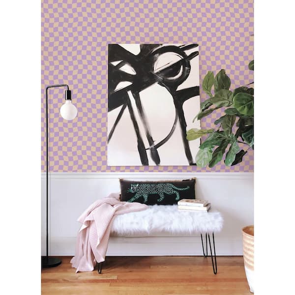 Groovy Checker Purple Peel and Stick Wallpaper