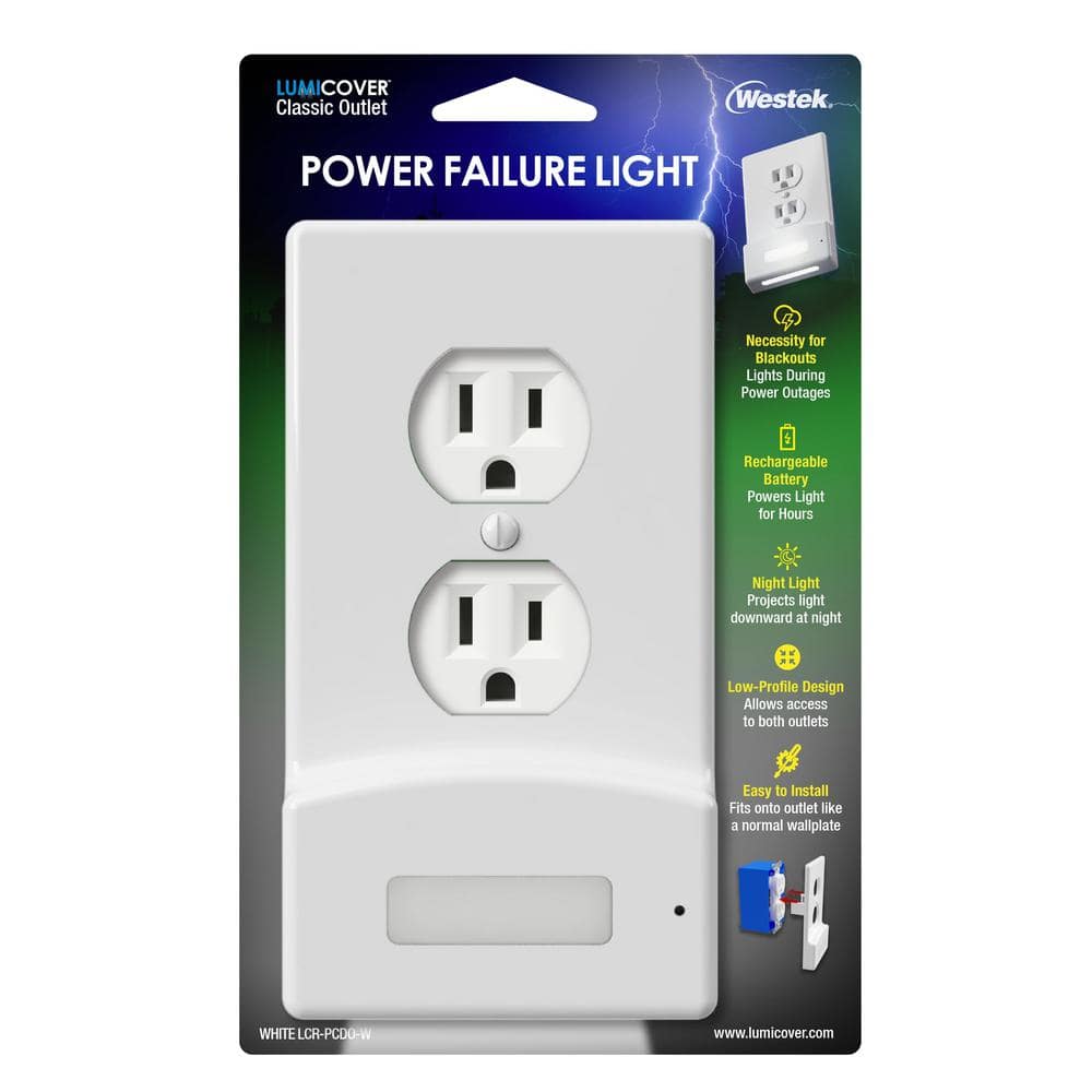 White Plastic Power Failure Nightlight Wall Plate