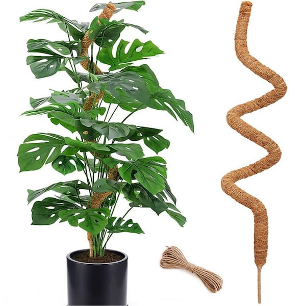 NVNOO 60 in. Bendable Coir Moss Pole for Garden Climbing Plants Pothos Philodendron, Brown (1-Pack)