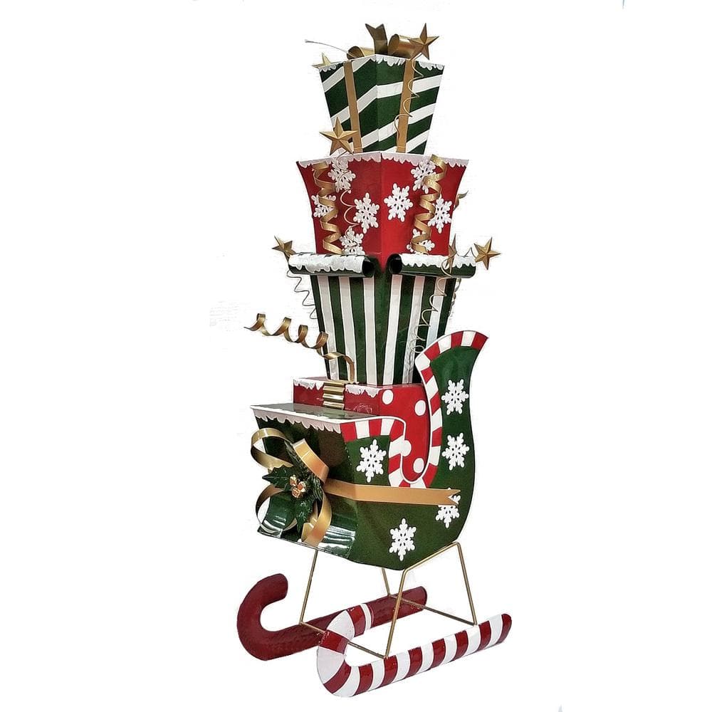 Zaer Ltd. International 47 in. Tall Iron Christmas Sleigh with Presents