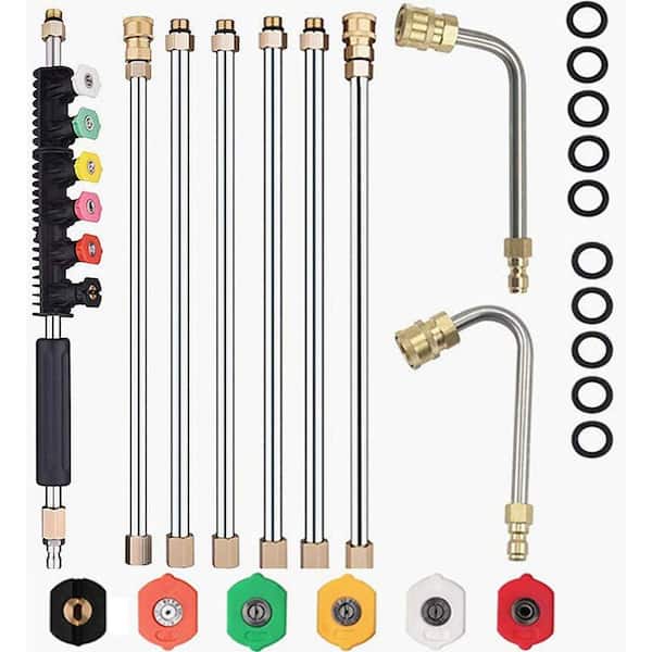 120 in. Gutter Cleaning Tool, 30°, 90°, 120° Curved Rod, Gutter Brush with 4000 PSI Pressure Washer Extension Wand
