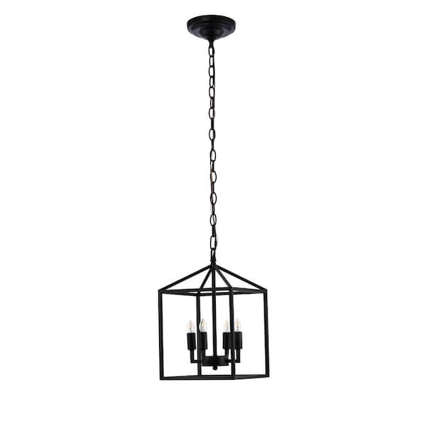 LAZZUR Therain 10 in. 4-Light Modern Matte Black Pendant