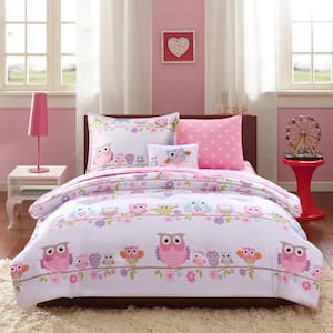 Noctural Nellie 6-Piece White Twin Owl Comforter Set with Bed Sheets