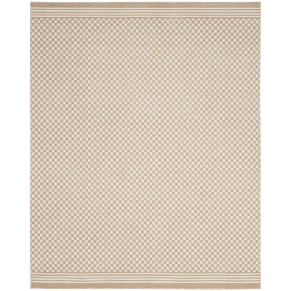 Beige Geometric 8' x 10' Synthetic Area Rug