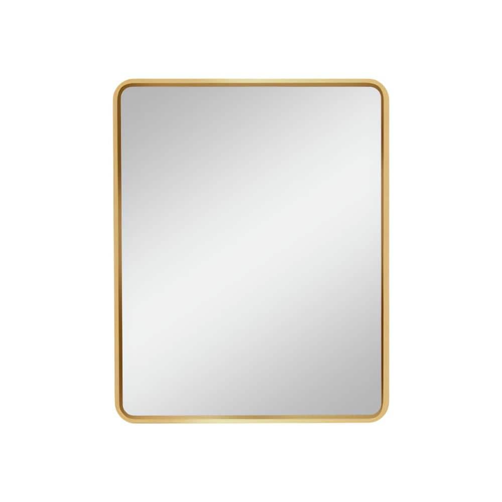 Cesicia 24 in. W x 30 in. H Rectangular Framed Wall Mounted Bathroom Vanity Mirror in Gold Hangs
