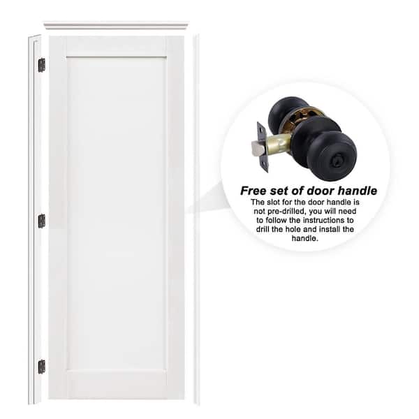 30 in. x 80 in. 1-Panel Blank Left Handed White Solid Core Wood Single Interior Door Kit with Quick Assemble Jamb