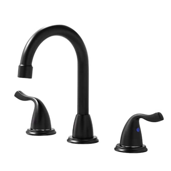 ALEASHA 8 in. Widespread Double Handle Bathroom Sink Faucet in Black