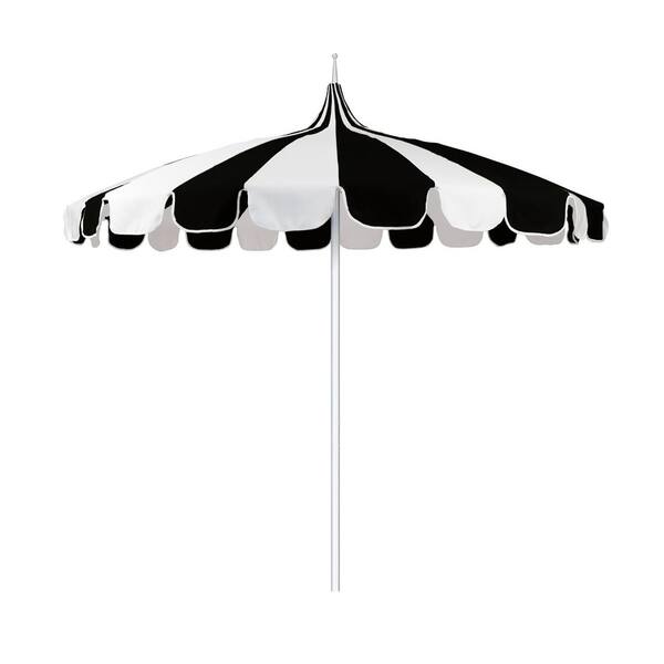 California Umbrella 8.5 ft. Silver Aluminum Commercial Natural Pagoda Market Patio Umbrella Push Lift in Black Sunbrella
