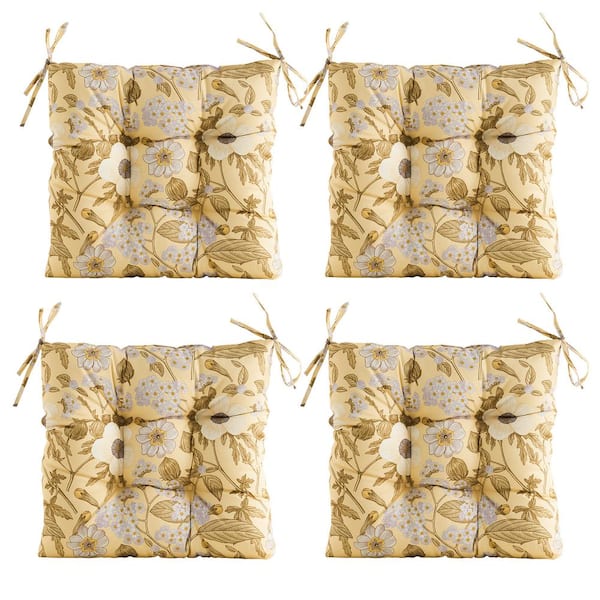 ARTPLAN Outdoor Seat Cushions, Set of 4, Patio Seat Chair Cushions 19"x19"x4" with Ties, for Outdoor Dinning chair, Floar