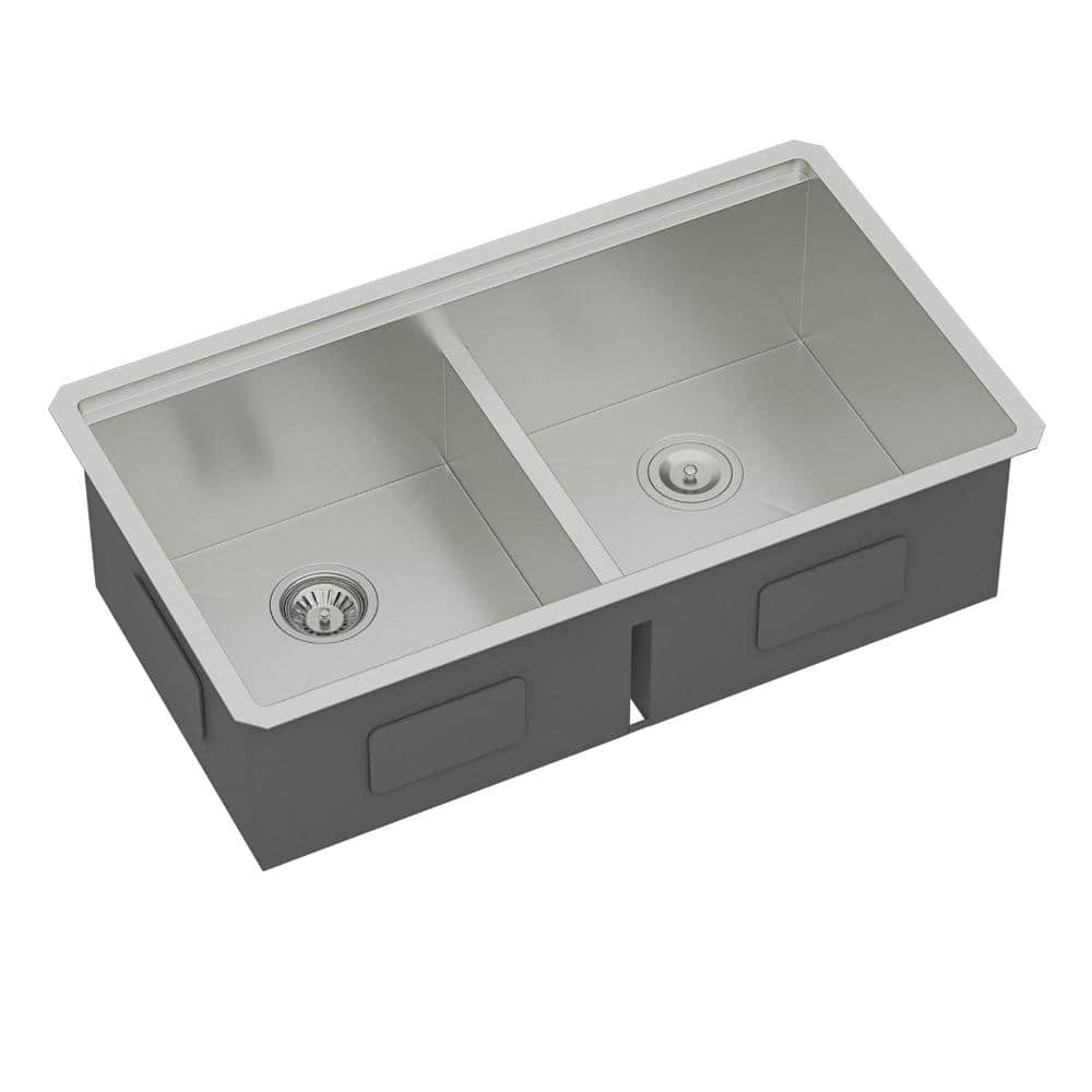 "30 in. Drop-In Double Bowl Brushed Nickel Stainless Steel Kitchen Sink with Two 10"" Deep Basin" price history on PriceWatchPro