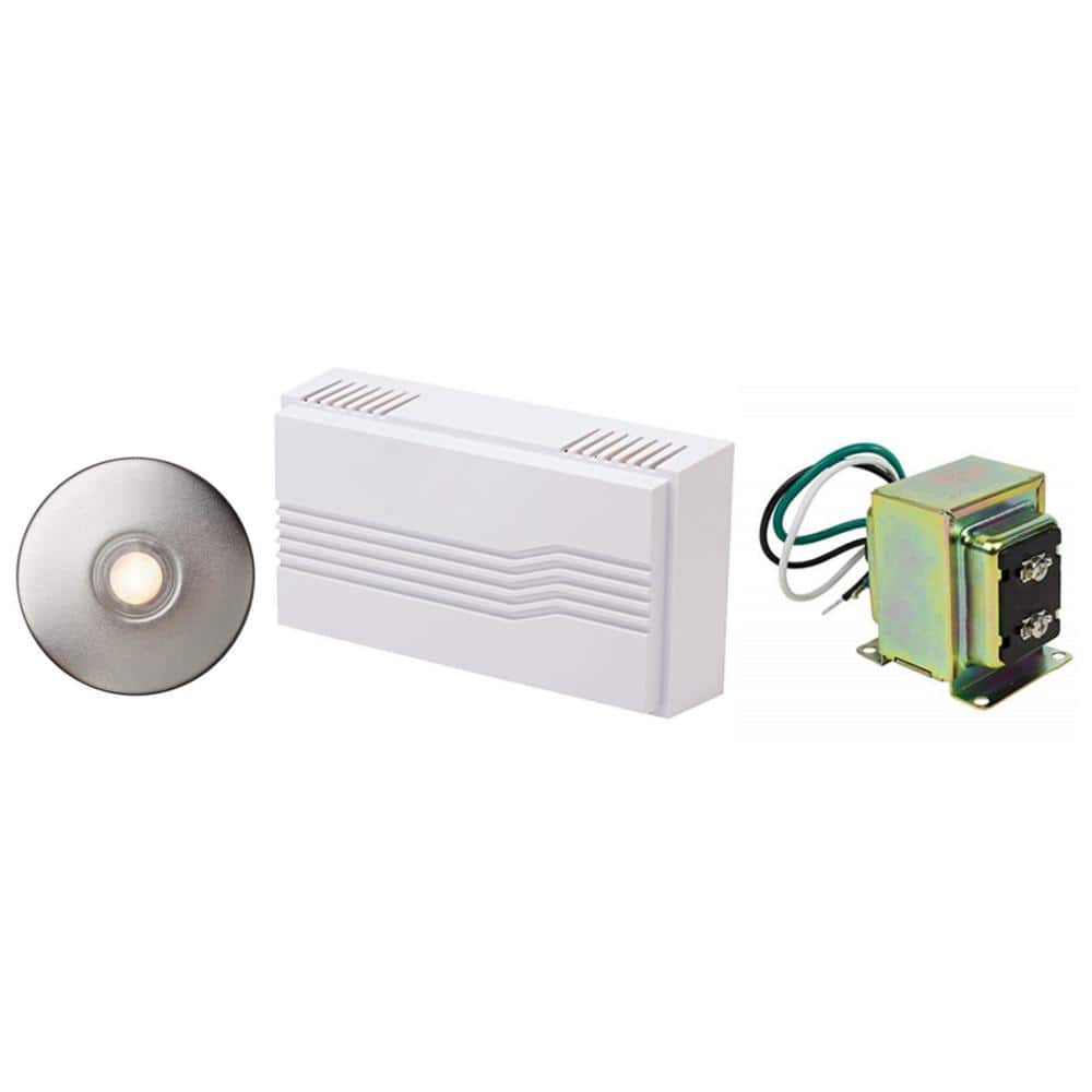 Newhouse Hardware Hardwired Chime Kit with 16-Volt/30VA Transformer and Recess-Mount Metal Satin Nickel Button