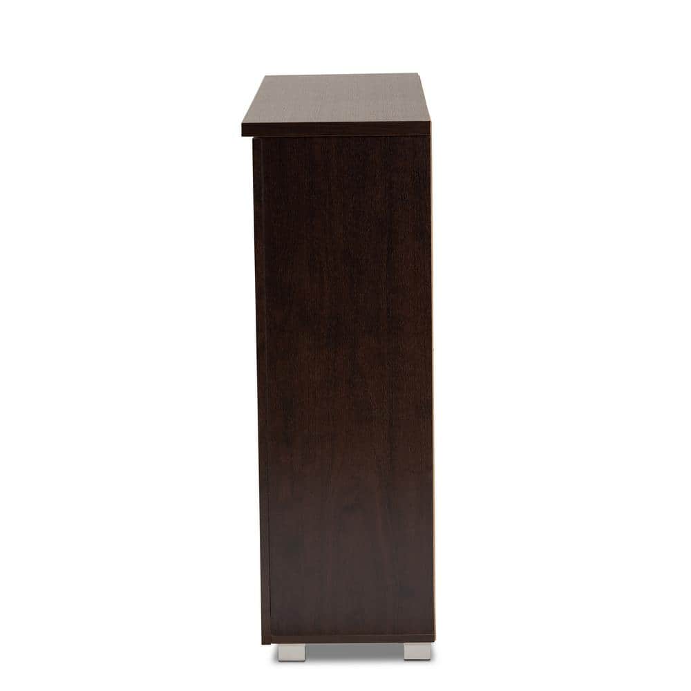 Adalwin Dark Brown 3-Door Wooden Shoe Storage Cabinet