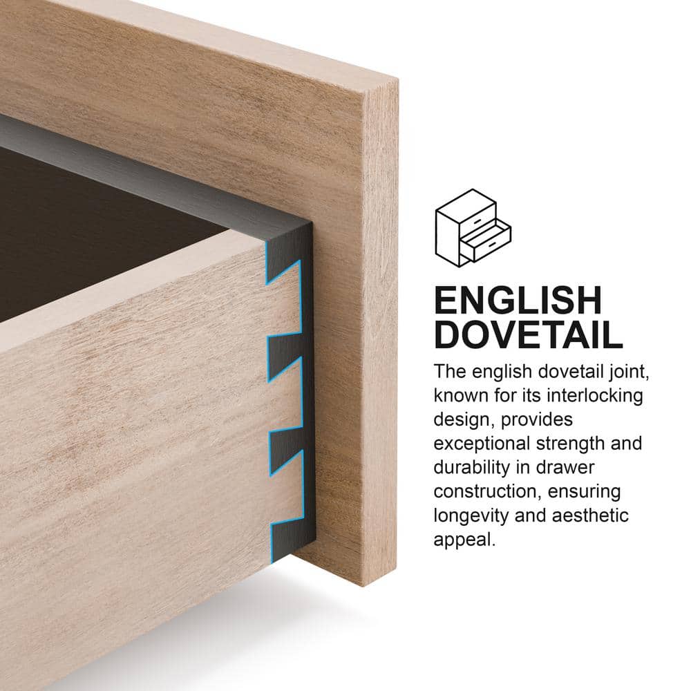 Natural Oak 2-Drawer Solid Wood Nightstand with Metal Knobs