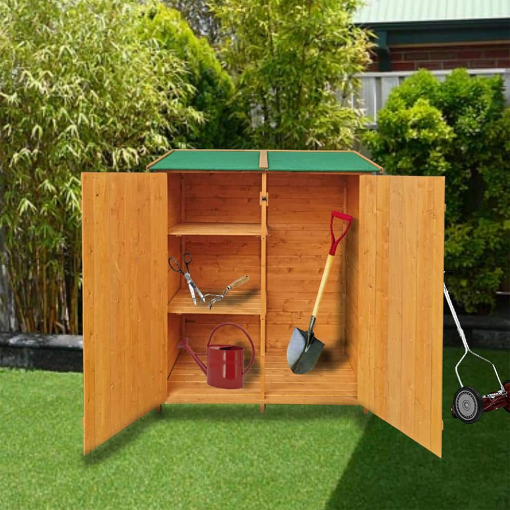 GOGEXX 64 in. L x 25 in. W x 53 in. H Wooden Storage Cabinet Tool Shed ...