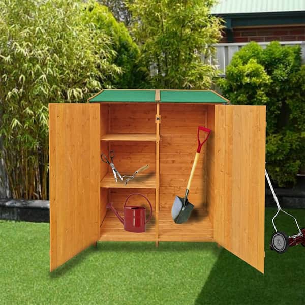 GOGEXX 64 in. L x 25 in. W x 53 in. H Wooden Storage Cabinet Tool Shed Backyard Garden Plant Farmland House Outdoors Natural