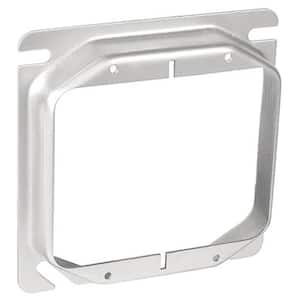 4 in. W Steel Metallic 2-Gang 2-Device Square Cover, 3/4 in. Raised (1-Pack)